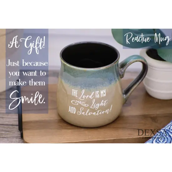 Dexsa Lord Coffee Tea Soup Ceramic Mug | The Lord is my light and salvation! | 16 ounce Designer Mug with Inspiring Sentiment | Elegant Pottery Look {3}