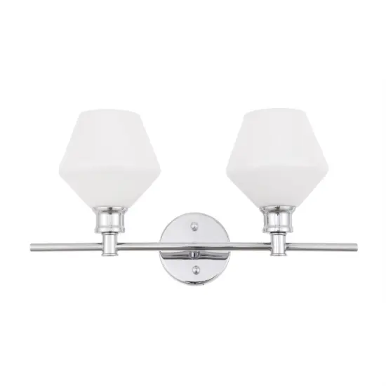 Gene 2 light Chrome and Frosted white glass Wall sconce {3}