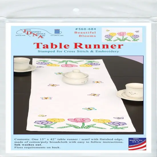 Jack Dempsey Stamped Table Runner/Scarf 15"X42"-Beautiful Blooms {1}
