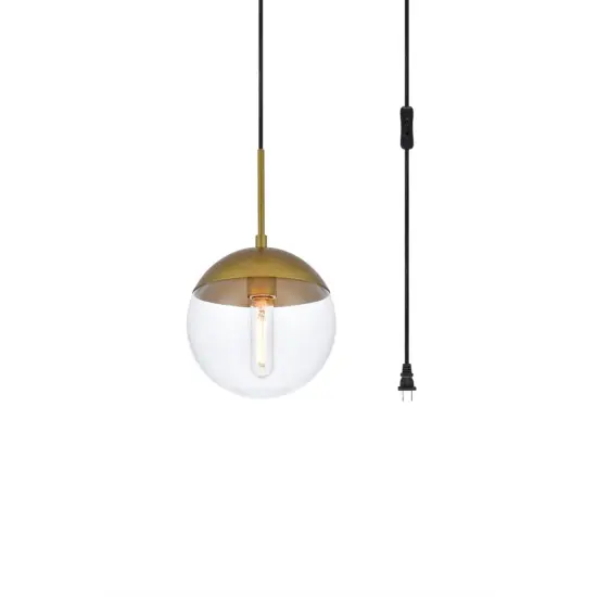 Eclipse 1 Light Brass plug in pendant With Clear Glass {3}