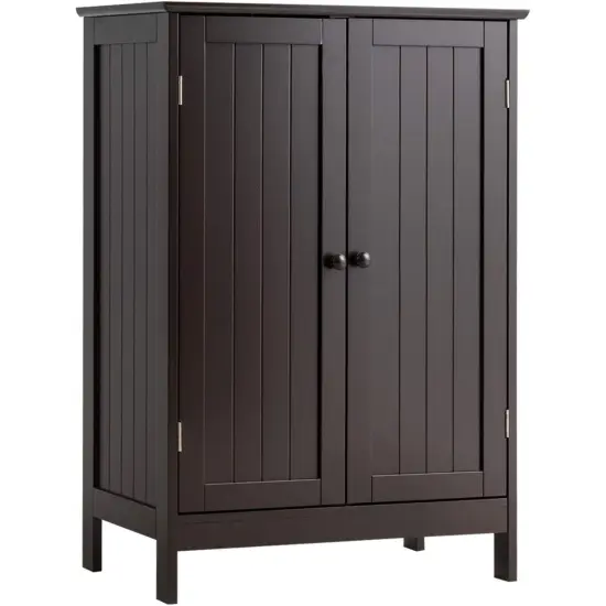 2-Door Freer-Standing Bathroom Storage Organizer Cabinet with Shelf Perfect for Living room or Bedroom Brown {2}