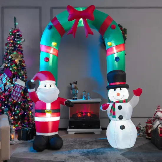 8 Feet Christmas Inflatable Archway with Santa Claus and Snowman {3}
