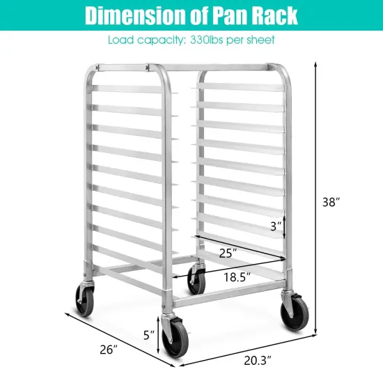 10 Sheets Aluminum Rolling Bakery Pan Rack {4}