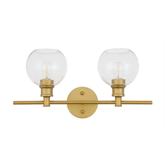 Collier 2 light Brass and Clear glass Wall sconce {3}