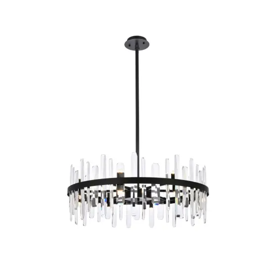 Serena 32 inch crystal round chandelier in black {1}