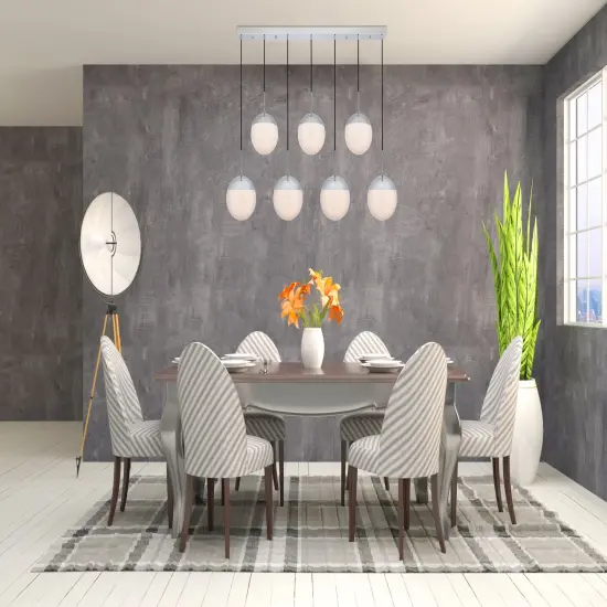 Eclipse 7 Lights Chrome Pendant With Frosted White Glass {2}