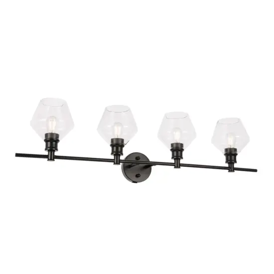 Gene 4 light Black and Clear glass Wall sconce {4}