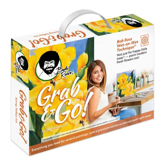 Bob Ross Grab & Go Floral Painting Kit-Sunny Yellow Iris {1}