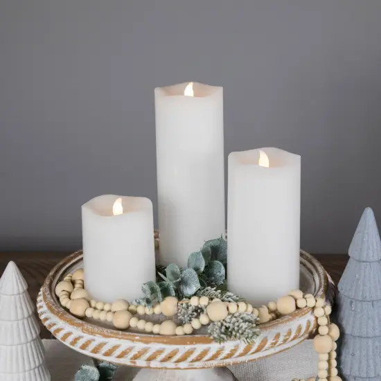 Northlight LED Flickering Flameless Wax Pillar Candles - 8" - White - Set of 3 {4}