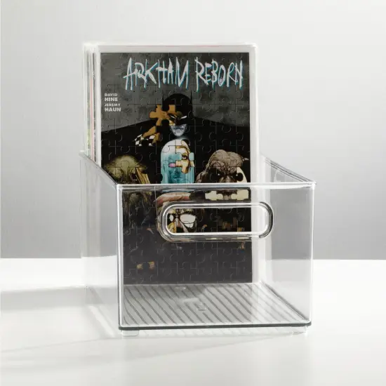 mDesign Deep Plastic Household Storage Organizer Bin - Built-In Handles - Clear {2}