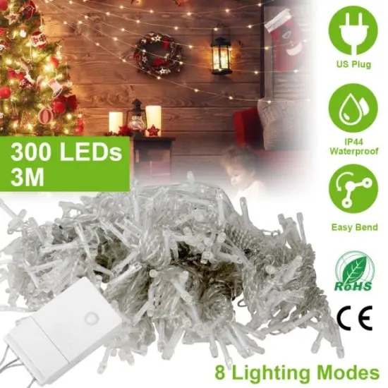 3M 300 LEDs String Curtain Light IP44 String Fairy Lights Party Xmas Decor Lamps {2}