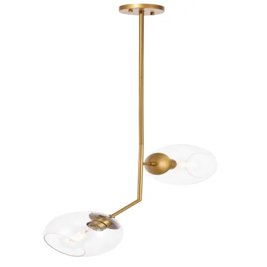 Ryland 2 light Brass and Clear glass pendant {6}
