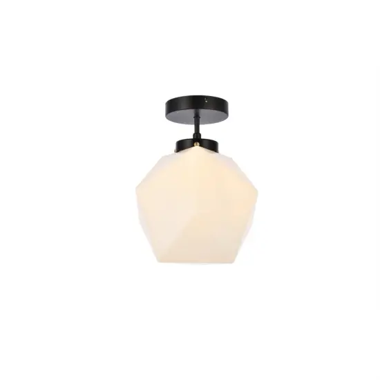 Lawrence 1 light black and white glass flush mount {3}