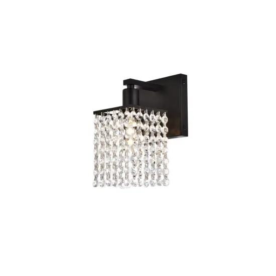 Phineas 1 light bath sconce in black with clear crystals {1}