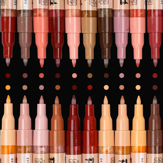 PINTAR Skin Tone Markers Extra Fine Tip - Skin Tone Watercolor Paint Pens - Skin Tone Acrylic Paint Markers - Acrylic Paint Pens for Rock Painting, Wood, Glass, Leather, Shoes - Pack of 20, 1mm {1}