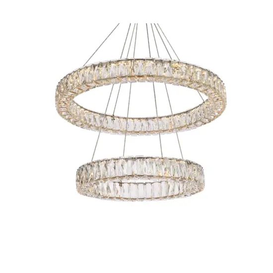 Monroe 28 inch LED double ring chandelier in gold {3}