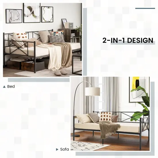 Metal Daybed Frame Twin Size with Slats {6}