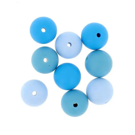 Bohin Round Silicone Beads 9/Pkg-BLUE ASSORTMENT 15MM {2}
