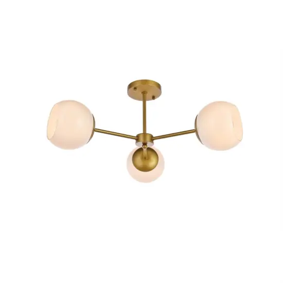 Briggs 26 inch flush mount in brass with white shade {3}