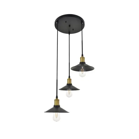 Etude 3 light brass and black Pendant {5}