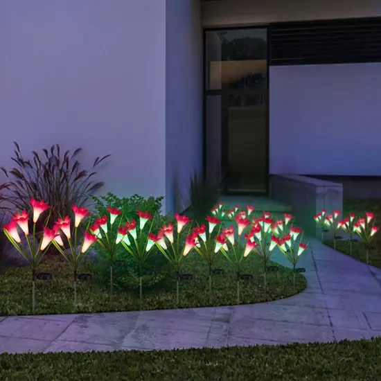 2 Pcs Solar Flowers LED Light Outdoor Garden Yard Stake Solar Flower Lights {6}
