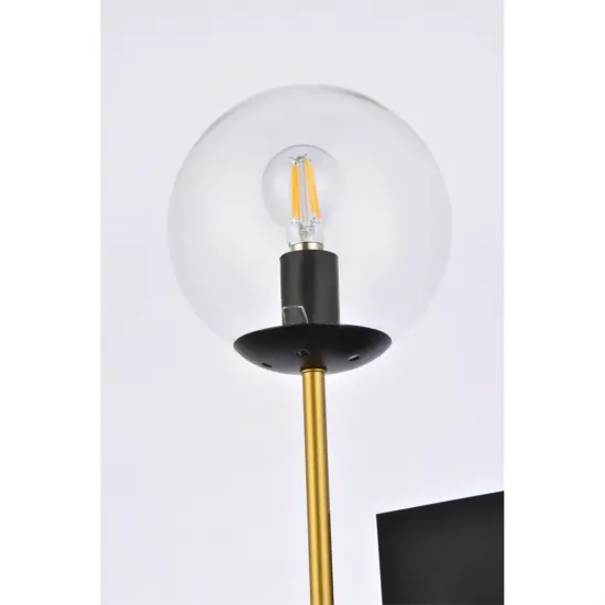 Neri 1 light black and brass and clear glass wall sconce {5}