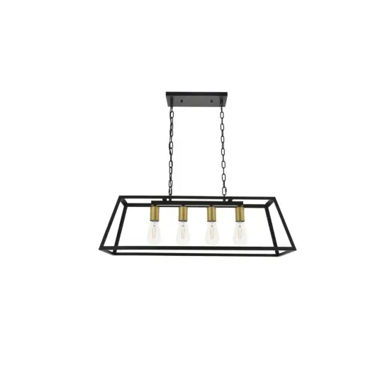 Resolute 4 light brass and black Pendant {5}