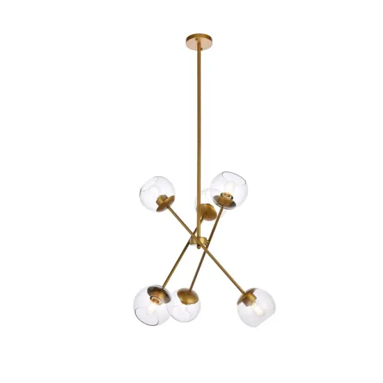 Axl 24 inch pendant in brass with clear shade {1}