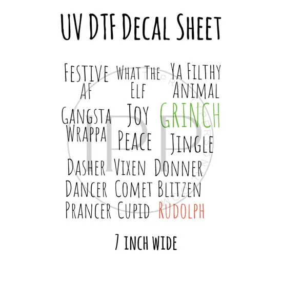 7"x7"- #9- Ornaments Sayings - UV DTF Decal SHEET {1}