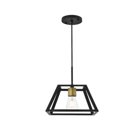 Resolute 1 light brass and black Pendant {6}