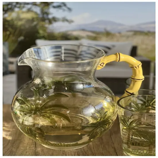 3 Quarts Designer Classic Palm Tree Acrylic Pitcher with Bamboo Handle - Crystal Clear and Break Resistant {5}