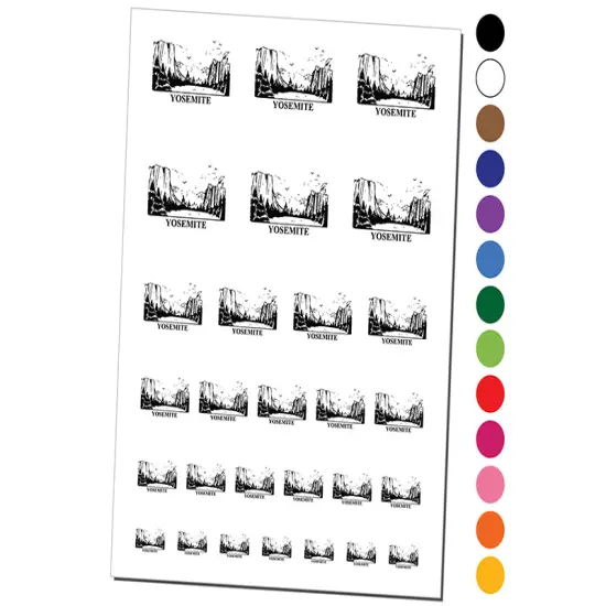 National Park Yosemite Temporary Tattoo Water Resistant Fake Body Art Set Collection Black {1}