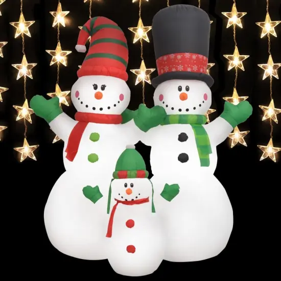 Christmas Inflatable Snowmen Family LED IP44 8 ft {1}
