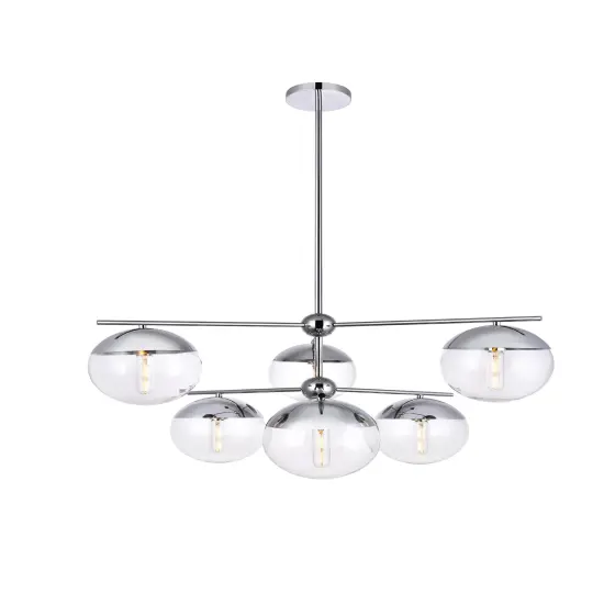 Eclipse 6 Lights Chrome Pendant With Clear Glass {1}
