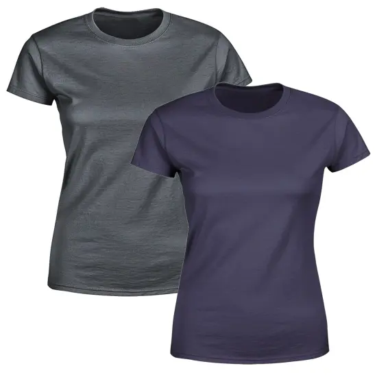 2 Pack: RADYAN&reg; - Women Ringspun Cotton Crewneck T-Shirts White burgundy {7}