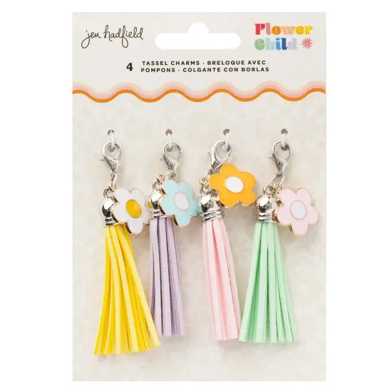 Jen Hadfield Flower Child Enamel Charm Tassels-4/Pkg {1}