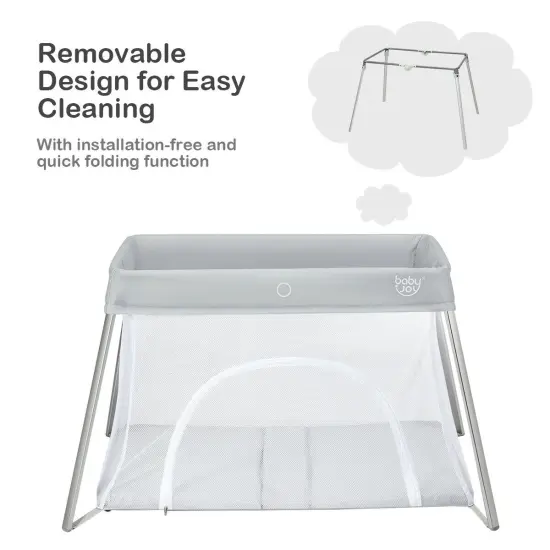 Lightweight Foldable Baby Playpen with Carry Bag Dark Grey {7}