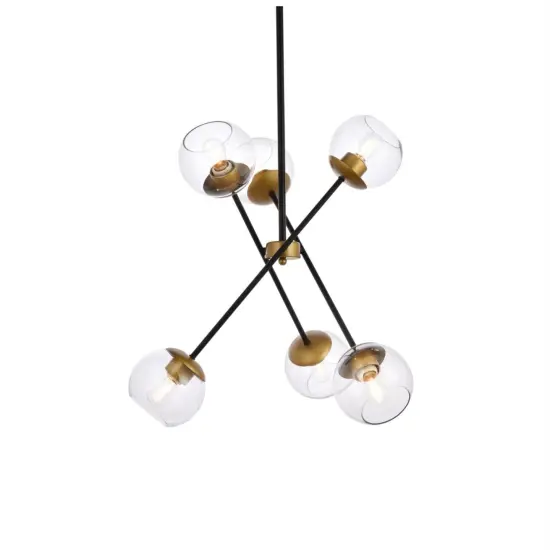 Axl 24 inch pendant in black and brass with clear shade {3}