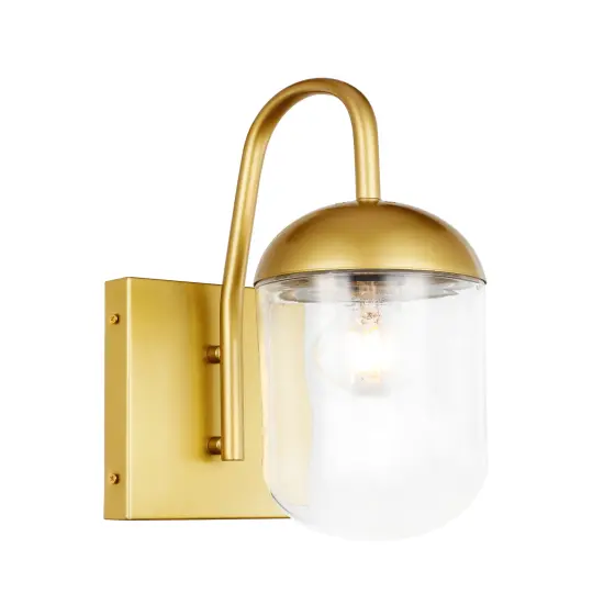 Kace 1 light Brass and Clear glass wall sconce {6}