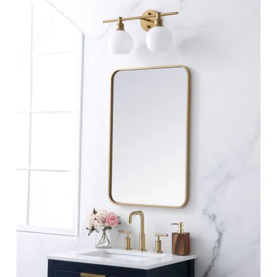 Soft corner metal rectangular mirror 20x30 inch inBrass {3}