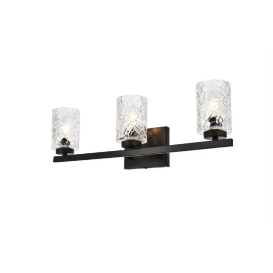 Cassie 3 lights bath sconce in black with clear shade {3}