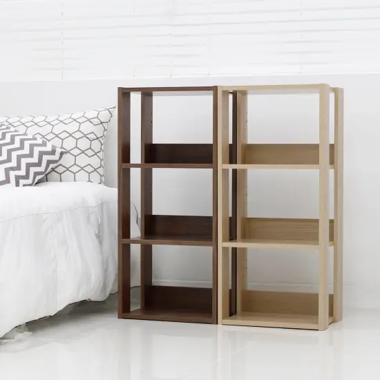 IRIS USA 3 Shelf Open wood toned Shelving Rack Unit, Brown/Light Brown {4}