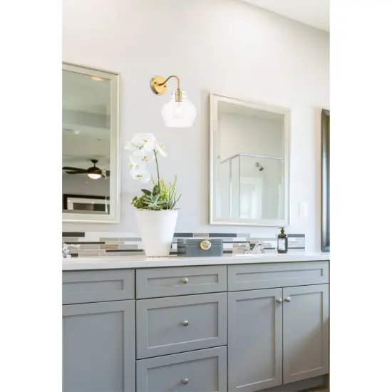 Pierce 1 light Brass and Clear seeded glass wall sconce {2}