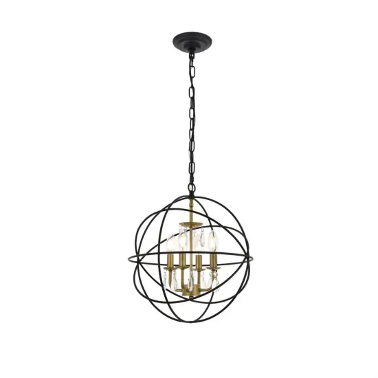Wallace 4 light Matte Black and Brass Pendant {1}