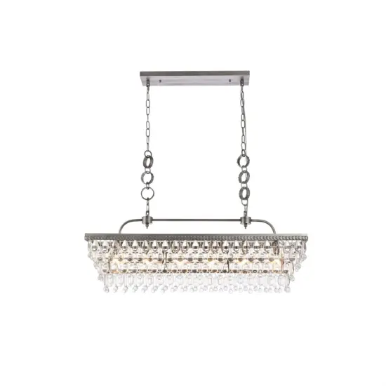 Nordic 40 inch rectangle pendant in antique silver {1}