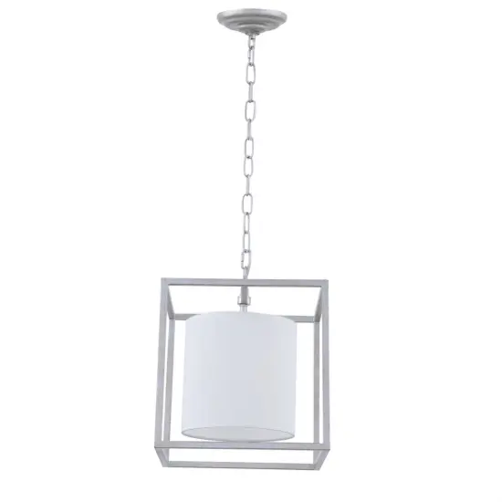 Mirin 1 light Vintage Silver and White shade pendant {5}