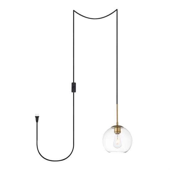 Baxter 1 Light brass plug-in pendant With Clear Glass {1}
