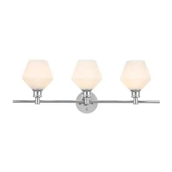 Gene 3 light Chrome and Frosted white glass Wall sconce {1}