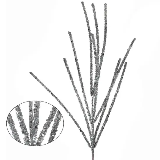 32" GLITTER MINI BERRY GRASS SPRAY SILV {1}