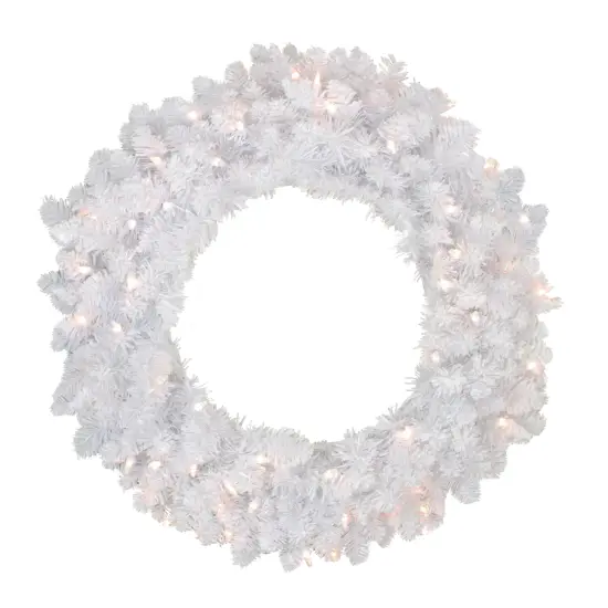 Northlight Pre-Lit Flocked Snow White Artificial Christmas Wreath - 36" - Clear Lights {1}